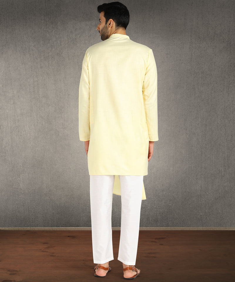 Hangup Men Standard Solid Men's Indian Wear-ST13956_Lemon_RubyLKurta