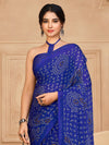 Saree Mall Women's Chiffon Blue Printed Designer Saree With Blouse Piece-STARCFN26501B