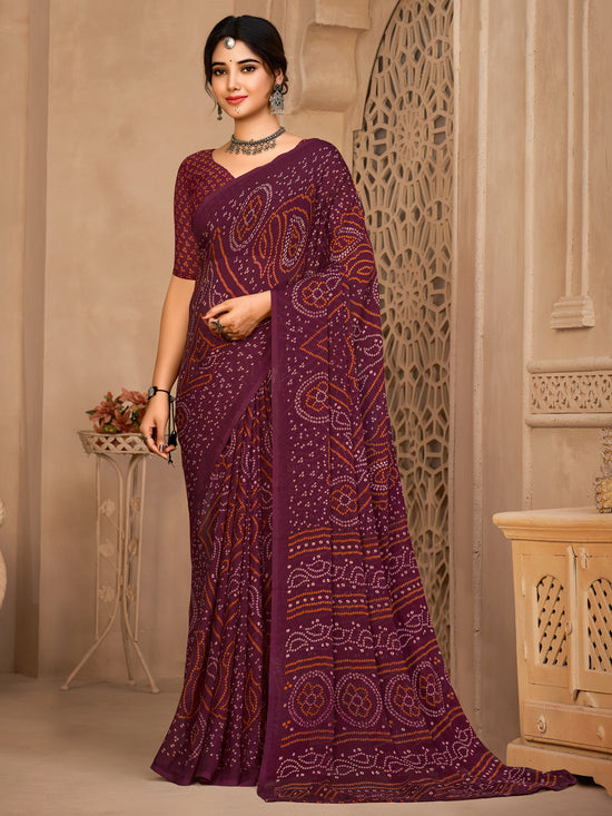 Saree Mall Women's Chiffon Purple Printed Designer Saree With Blouse Piece-STARCFN26503A