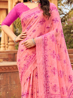 Saree Mall Women's Chiffon Pink Printed Designer Saree With Blouse Piece-STARCFN31201A