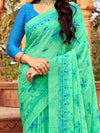 Saree Mall Women's Chiffon Sea Green Printed Designer Saree With Blouse Piece-STARCFN31201B