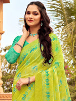 Saree Mall Women's Chiffon Light Green Printed Designer Saree With Blouse Piece-STARCFN31202B