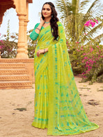 Saree Mall Women's Chiffon Light Green Printed Designer Saree With Blouse Piece-STARCFN31202B