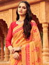 Saree Mall Women's Chiffon Orange Printed Designer Saree With Blouse Piece-STARCFN31203A