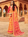 Saree Mall Women's Chiffon Orange Printed Designer Saree With Blouse Piece-STARCFN31203A