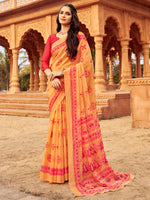 Saree Mall Women's Chiffon Orange Printed Designer Saree With Blouse Piece-STARCFN31203A