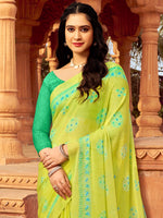 Saree Mall Women's Chiffon Light Green Printed Designer Saree With Blouse Piece-STARCFN31203B