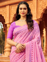 Saree Mall Women's Chiffon Pink Printed Designer Saree With Blouse Piece-STARCFN31203C