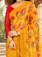 Saree Mall Women's Chiffon Mustard Printed Designer Saree With Blouse Piece-STARCFN31501C