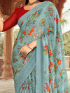 Saree Mall Women's Chiffon Grey Printed Designer Saree With Blouse Piece-STARCFN31501D