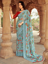 Saree Mall Women's Chiffon Grey Printed Designer Saree With Blouse Piece-STARCFN31501D