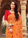 Saree Mall Women's Chiffon Orange Printed Designer Saree With Blouse Piece-STARCFN31502A