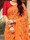 Saree Mall Women's Chiffon Orange Printed Designer Saree With Blouse Piece-STARCFN31502A