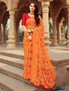 Saree Mall Women's Chiffon Orange Printed Designer Saree With Blouse Piece-STARCFN31502A