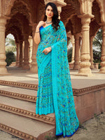 Saree Mall Women's Chiffon Light Blue Printed Designer Saree With Blouse Piece-STARCFN31502B