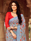 Saree Mall Women's Chiffon Grey Printed Designer Saree With Blouse Piece-STARCFN31502D