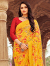 Saree Mall Women's Chiffon Yellow Printed Designer Saree With Blouse Piece-STARCFN31503A