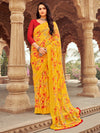 Saree Mall Women's Chiffon Yellow Printed Designer Saree With Blouse Piece-STARCFN31503A