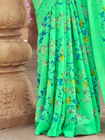 Saree Mall Women's Chiffon Sea Green Printed Designer Saree With Blouse Piece-STARCFN31503B