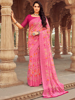 Saree Mall Women's Chiffon Pink Printed Designer Saree With Blouse Piece-STARCFN31503C