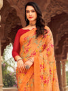 Saree Mall Women's Chiffon Orange Printed Designer Saree With Blouse Piece-STARCFN31503D