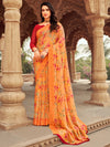 Saree Mall Women's Chiffon Orange Printed Designer Saree With Blouse Piece-STARCFN31503D