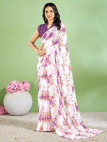 Saree Mall Women's Chiffon White Printed Designer Saree With Blouse Piece-STARCFN31802C