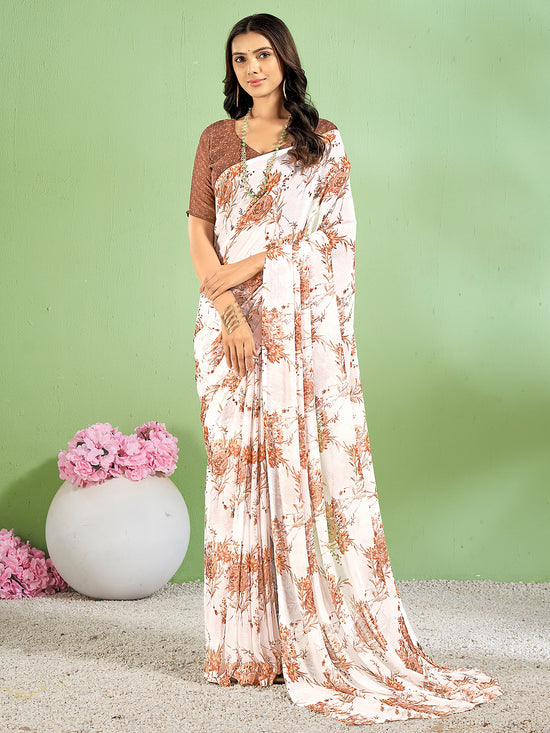 Saree Mall Women's Chiffon White Printed Designer Saree With Blouse Piece-STARCFN31802D