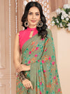 Saree Mall Women's Chiffon Sea Green Printed Designer Saree With Blouse Piece-STARCFN31901B