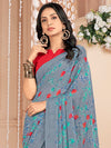 Saree Mall Women's Chiffon Grey Printed Designer Saree With Blouse Piece-STARCFN31901C