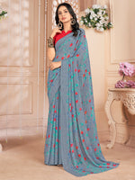 Saree Mall Women's Chiffon Grey Printed Designer Saree With Blouse Piece-STARCFN31901C