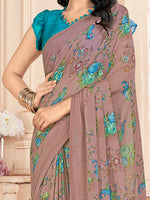 Saree Mall Women's Chiffon Mauve Printed Designer Saree With Blouse Piece-STARCFN31902D