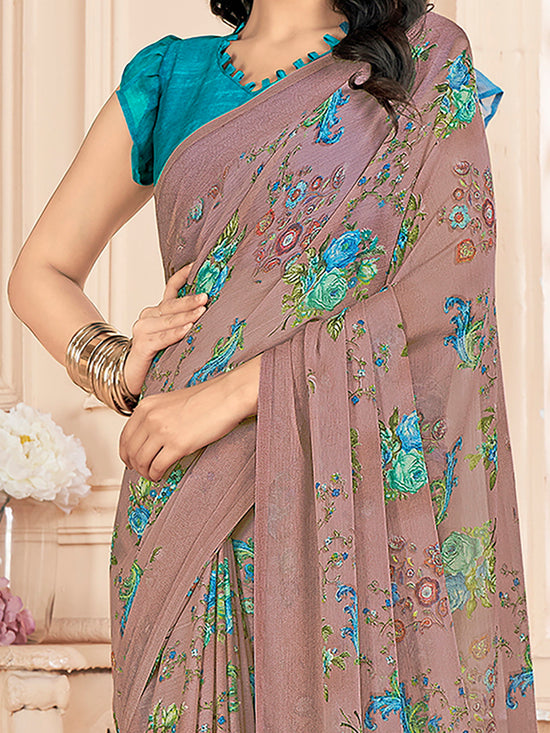 Saree Mall Women's Chiffon Mauve Printed Designer Saree With Blouse Piece-STARCFN31902D