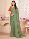 Saree Mall Women's Chiffon Sea Green Printed Designer Saree With Blouse Piece-STARCFN31903B