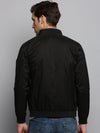 Men Mock Collar Solid Black Open Front Jacket-STCW-J-9-Black