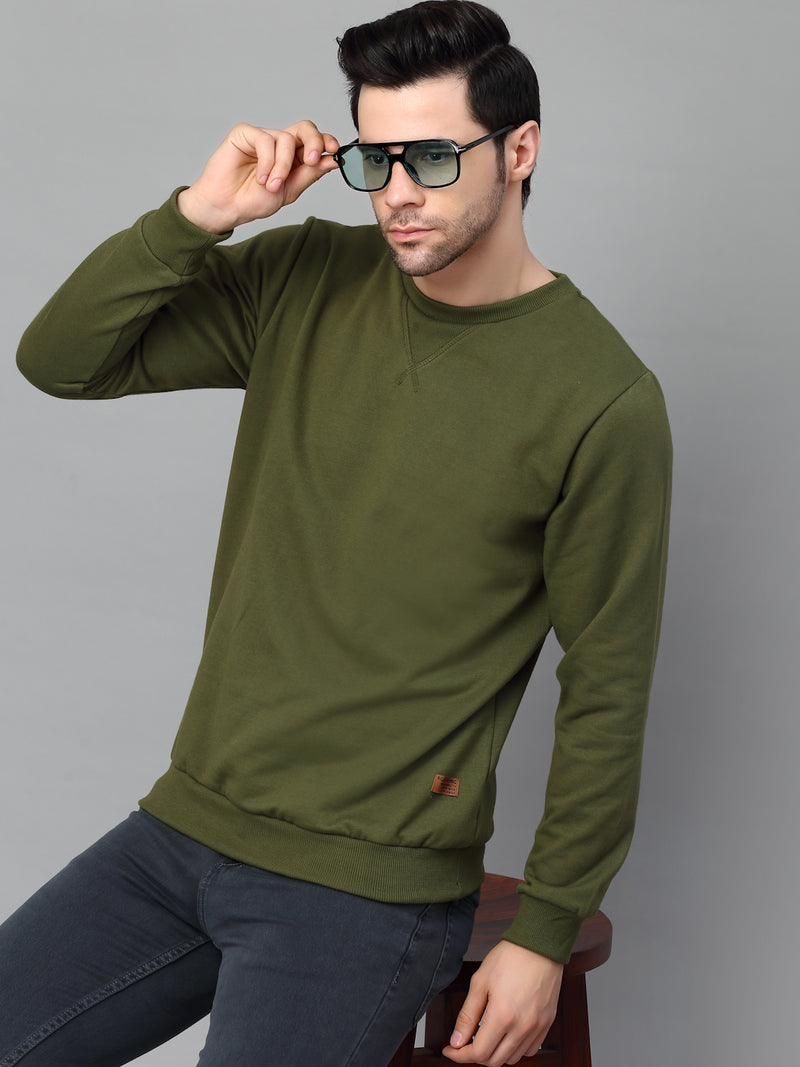 Rigo Neck Stitch Detail Basic Fleece Sweatshirt