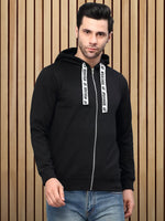 Rigo Black Fleece Hooded With Front Zip Open Sweatshirt-Full