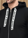 Rigo Black Fleece Hooded With Front Zip Open Sweatshirt-Full