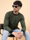 Rigo Olive Green All Over Printed Round Neck Fleece Sweatshirt