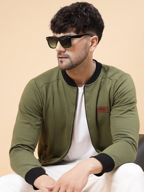 Rigo Front Zip With Mandarin Collar Fleece Bomber Jacket