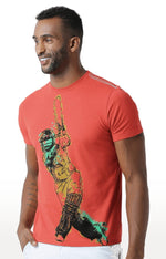 Huetrap Red Mens Short Sleeve Graphic Printed Tshirt-HT17MKGRARED00217