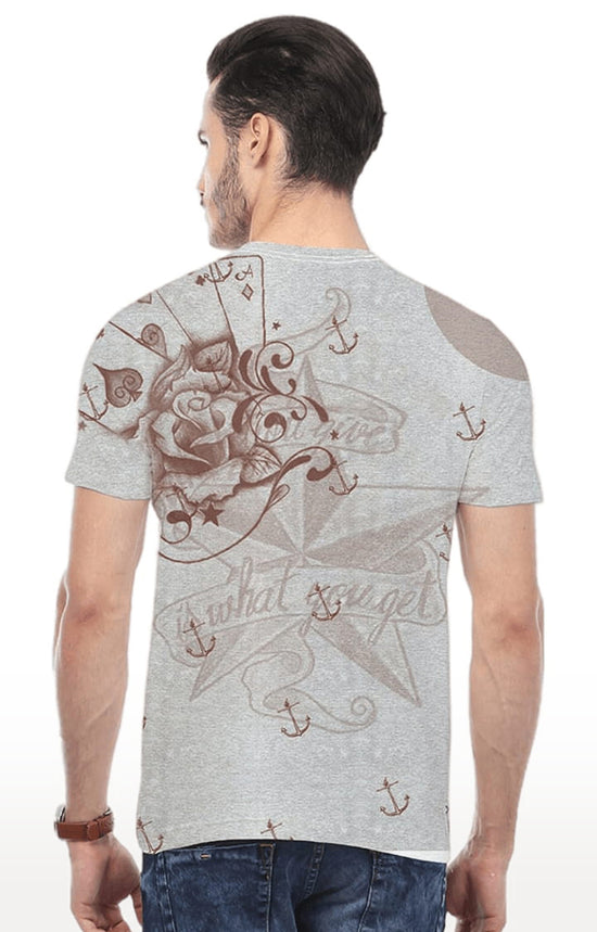 Huetrap Grey Mens Short Sleeve Graphic Printed Tshirt-HT16MKGRAGML00419