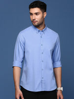 Men Solid Blue Slim Fit Shirt-Sam-2783-Blue