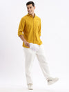 Men Spread Collar Solid Slim Fit Mustard Shirt-Sam-2788-Mustard