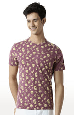 Huetrap Maroon Mens Short Sleeve Graphic Printed Tshirt-HT15MKGRAPLU00068