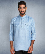 Hangup Men Standard Solid Men's Indian Wear-Blue_2Pkt_Short_2Kurta