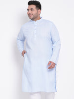 Hangup Men Standard Solid Men's Indian Wear-SkyBlue_Linen_OnlyLongKurta