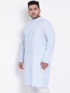 Hangup Men Standard Solid Men's Indian Wear-SkyBlue_Linen_OnlyLongKurta