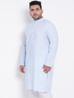 Hangup Men Standard Solid Men's Indian Wear-SkyBlue_Linen_OnlyLongKurta