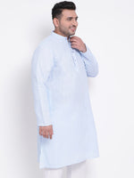 Hangup Men Standard Solid Men's Indian Wear-SkyBlue_Linen_OnlyLongKurta